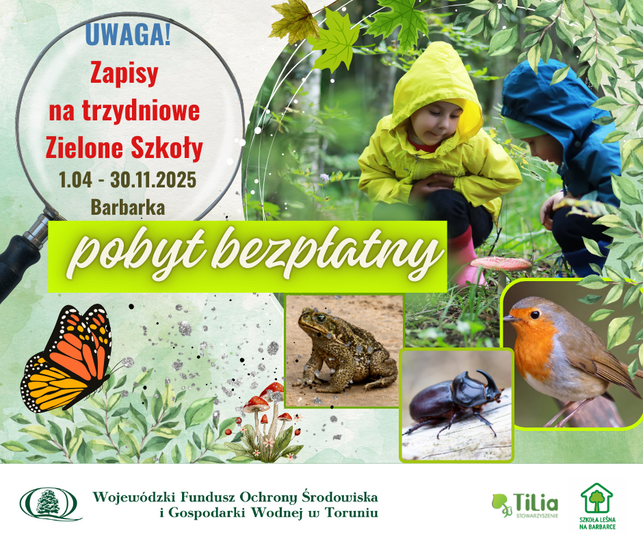 Zapisy na zielone szkoły z pobytami w Szkole Leśnej na Barbarce w 2025 r. 