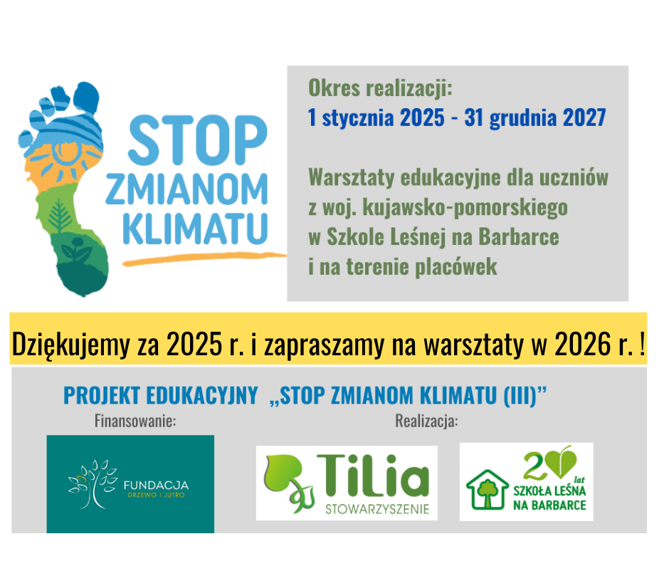  Zapraszamy klasy z woj kujawsko-pomorskiego na bezpłatne warsztaty klimatyczne w 2026 roku! 