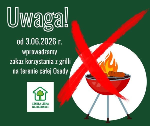 Od 3 czerwca  brak możliwości korzystania z murowanych grillowisk i  własnych grilli na Barbarce 